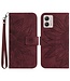 SoFetch Bordeaux Rood Zonnebloem Bookcase Hoesje met Polsbandje voor de Motorola G53