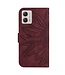 SoFetch Bordeaux Rood Zonnebloem Bookcase Hoesje met Polsbandje voor de Motorola G53