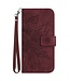 SoFetch Bordeaux Rood Zonnebloem Bookcase Hoesje met Polsbandje voor de Motorola G53