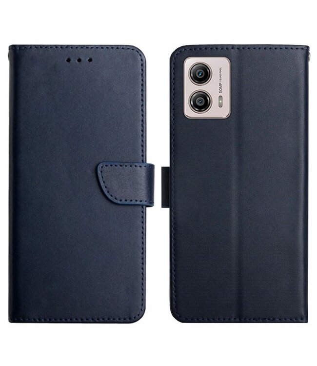 SoFetch Blauw Nappa Textuur Bookcase Hoesje voor de Motorola G53