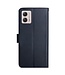 SoFetch Blauw Nappa Textuur Bookcase Hoesje voor de Motorola G53