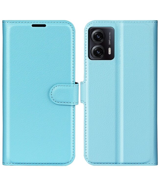 SoFetch Blauw Litchee Bookcase Hoesje voor de Motorola G53