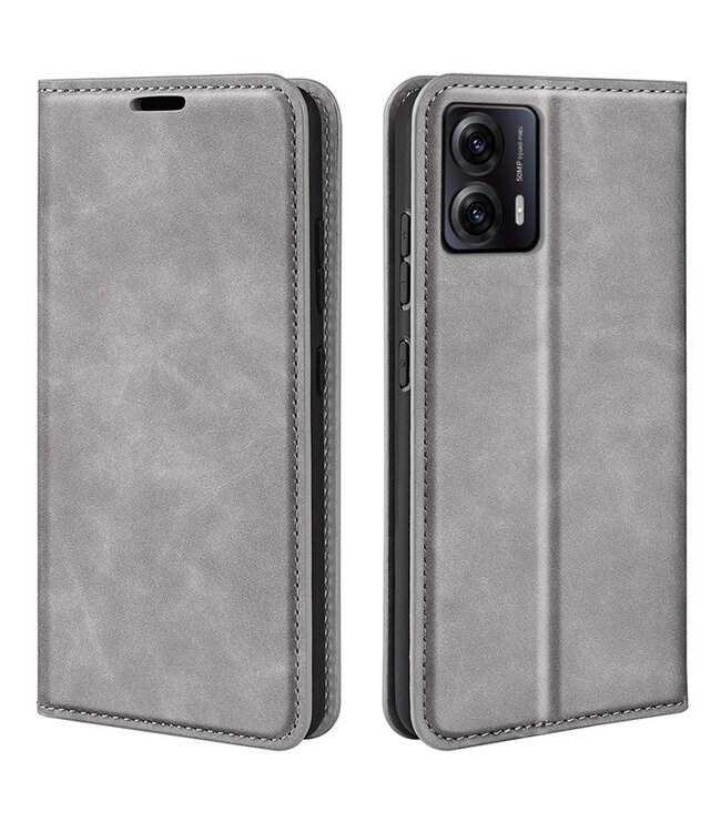 SoFetch Grijs Magnetisch Zacht Bookcase Hoesje voor de Motorola G53