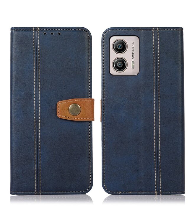 SoFetch Saffierblauw Knopen Bookcase Hoesje voor de Motorola G53