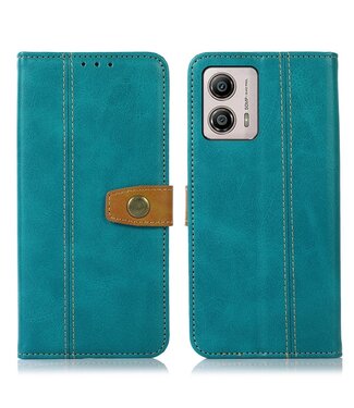 SoFetch Cyaan Knopen Bookcase Hoesje Motorola G53