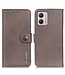 Khazneh Khaki Drukknoop Bookcase Hoesje voor de Motorola G53