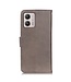 Khazneh Khaki Drukknoop Bookcase Hoesje voor de Motorola G53