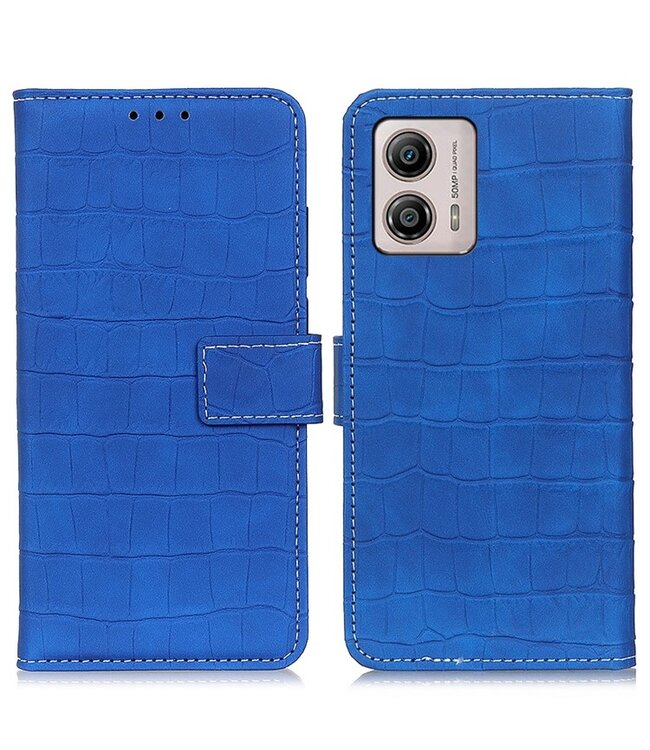 SoFetch Blauw Krokodillen Bookcase Hoesje voor de Motorola G53