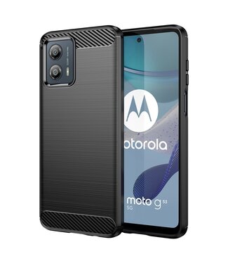 SoFetch Zwart Carbontextuur TPU Hoesje Motorola G53