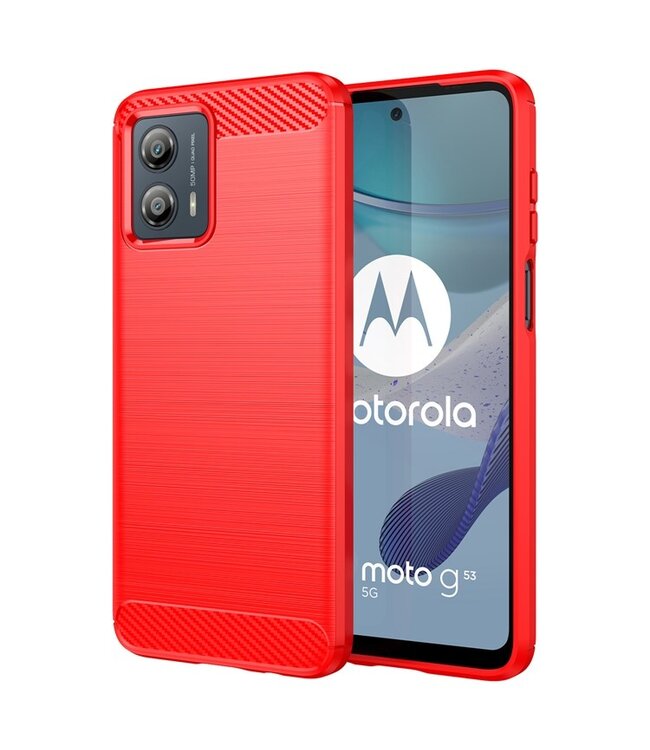 SoFetch Rood Carbontextuur TPU Hoesje voor de Motorola G53