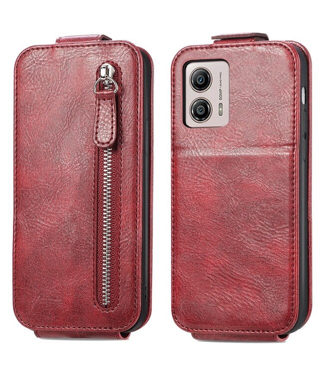 SoFetch Rood Stijlvol Flipcase Hoesje voor de Motorola G53