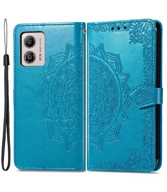 SoFetch Blauw Mandala Bookcase Hoesje met Polsbandje Motorola G53