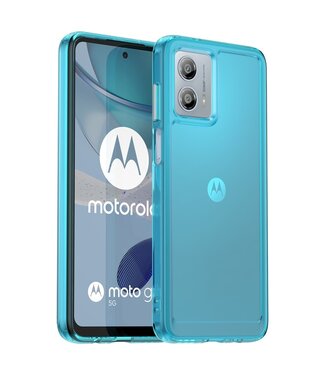 SoFetch Transparant / Hemelsblauw Valbestendig TPU Hoesje Motorola G53