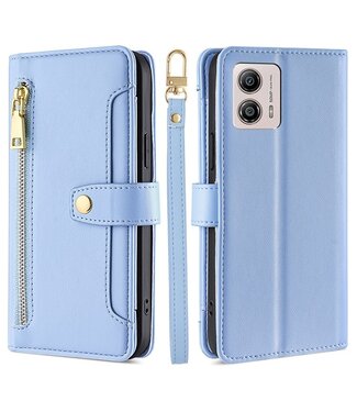 SoFetch Blauw Portemonnee Stijlvol Bookcase Hoesje met Polsbandje Motorola G53