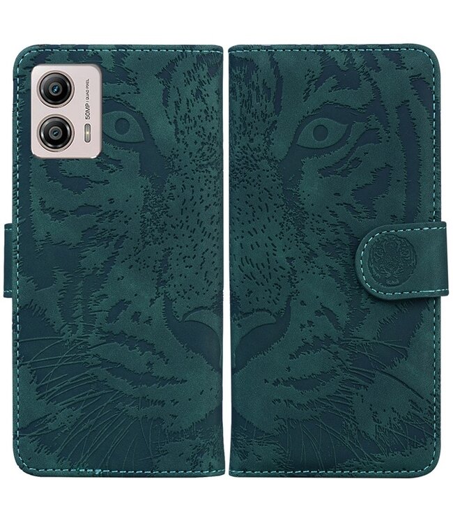 SoFetch Groen Tijger Bookcase Hoesje voor de Motorola G53