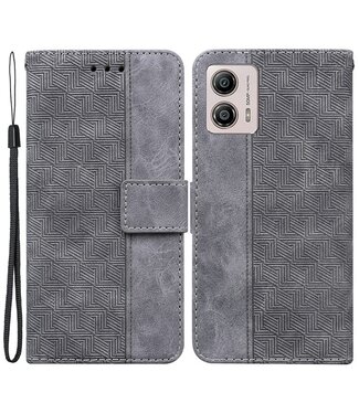 SoFetch Grijs Geometrisch Bookcase Hoesje met Polsbandje Motorola G53