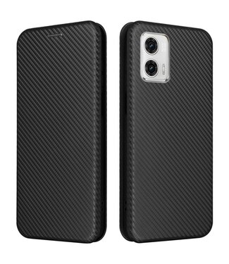 SoFetch Zwart Carbon Bookcase Hoesje Motorola G53