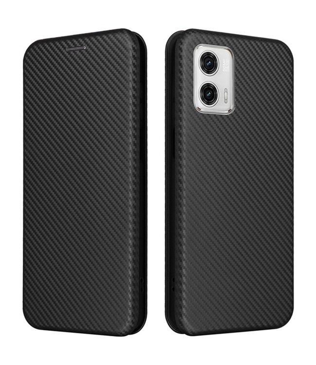 SoFetch Zwart Carbon Bookcase Hoesje voor de Motorola G53