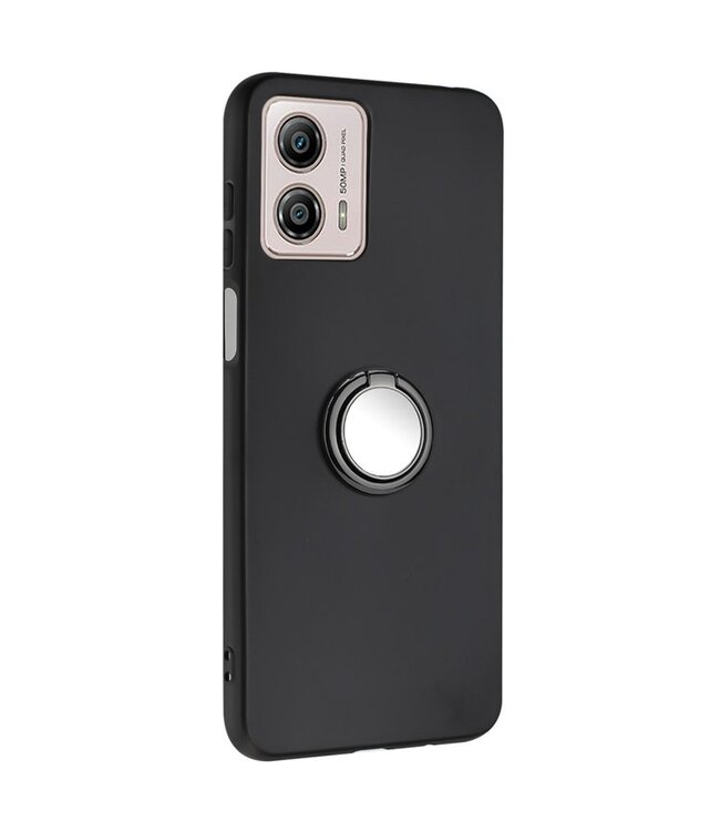 SoFetch Zwart Ring Houder Mat TPU Hoesje voor de Motorola G53