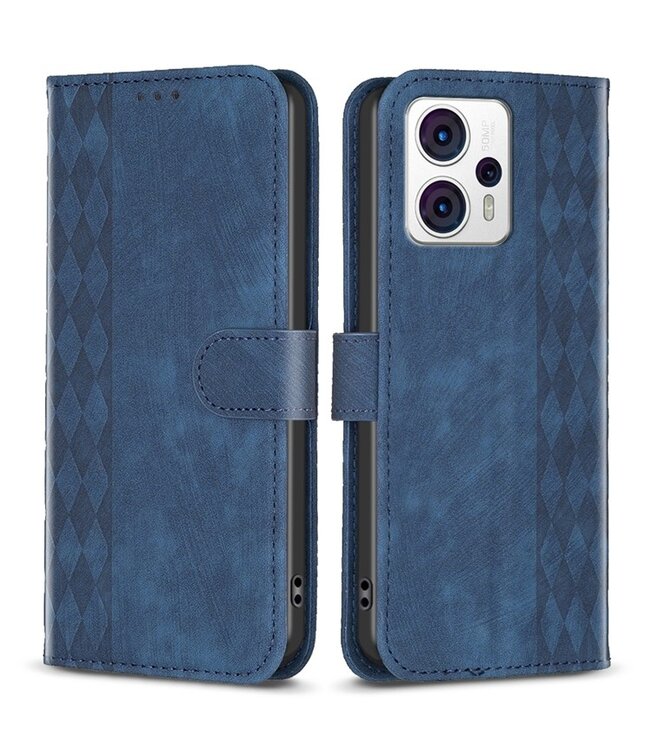 SoFetch Blauw Elegant Bookcase Hoesje voor de Motorola G53