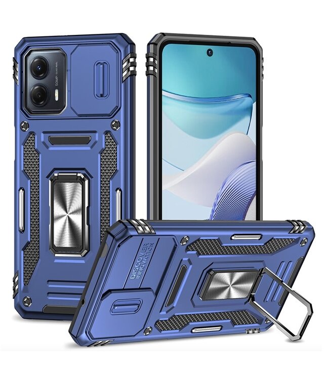 SoFetch Navy Blauw Lensbescherming Houder Hybride Hoesje voor de Motorola G53