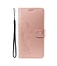 SoFetch Rosegoud Bloemen Vlinder Bookcase Hoesje voor de Motorola G53