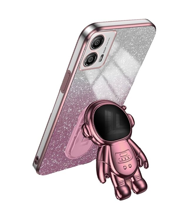 SoFetch Roze Houder Astronaut Hybride Hoesje voor de Motorola G53