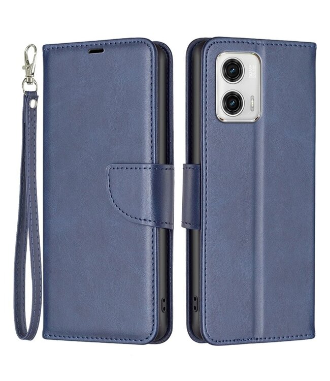 SoFetch Blauw Zakelijk Bookcase Hoesje voor de Motorola G73