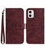 SoFetch Bordeaux Rood Zonnebloem Bookcase Hoesje voor de Motorola G73