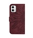 SoFetch Bordeaux Rood Zonnebloem Bookcase Hoesje voor de Motorola G73