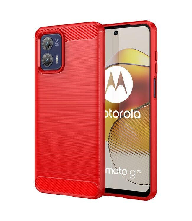 SoFetch Rood Carbon TPU Hoesje voor de Motorola G73