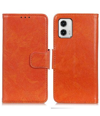 SoFetch Oranje Nappa Textuur Bookcase Hoesje Motorola G73