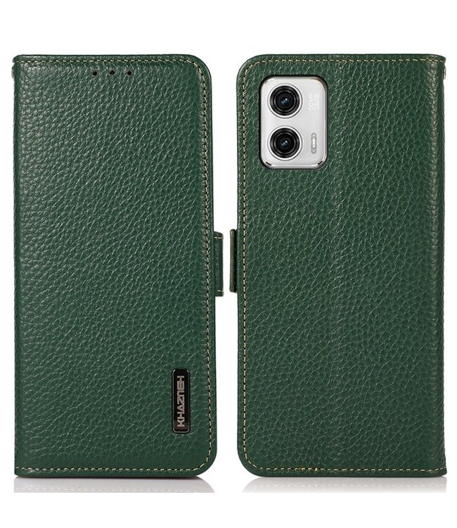 Khazneh Groen Litchee Bookcase Hoesje voor de Motorola G73