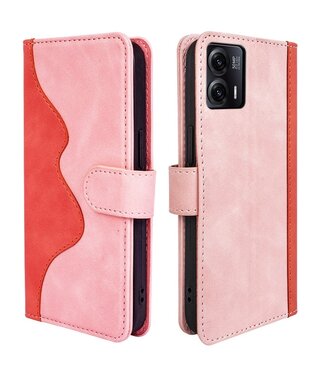 SoFetch Roze Twee kleuren Bookcase Hoesje Motorola G73