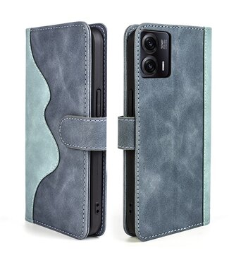 SoFetch Blauw Twee kleuren Bookcase Hoesje Motorola G73