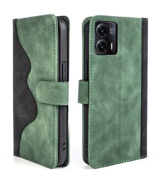 SoFetch Groen Twee kleuren Bookcase Hoesje Motorola G73