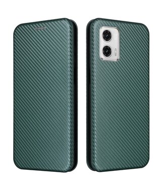 SoFetch Groen Carbontextuur Bookcase Hoesje Motorola G73