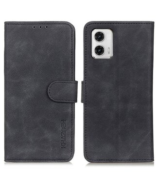 Khazneh Zwart Retrostijl Bookcase Hoesje Motorola G73