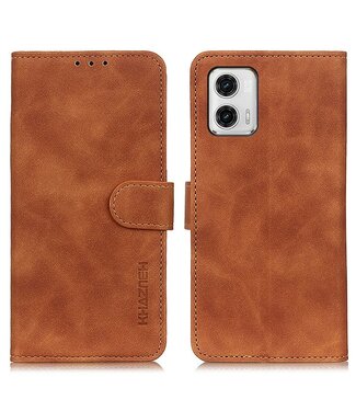 Khazneh Bruin Retrostijl Bookcase Hoesje Motorola G73