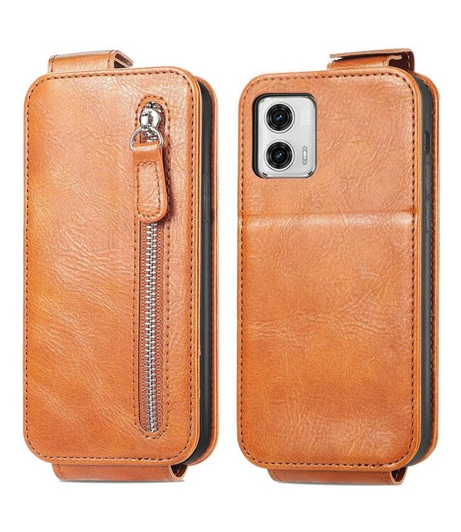 SoFetch Bruin Stijlvol Flipcase Hoesje voor de Motorola G73