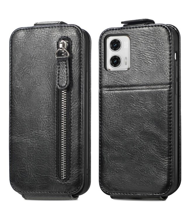 SoFetch Zwart Stijlvol Flipcase Hoesje voor de Motorola G73