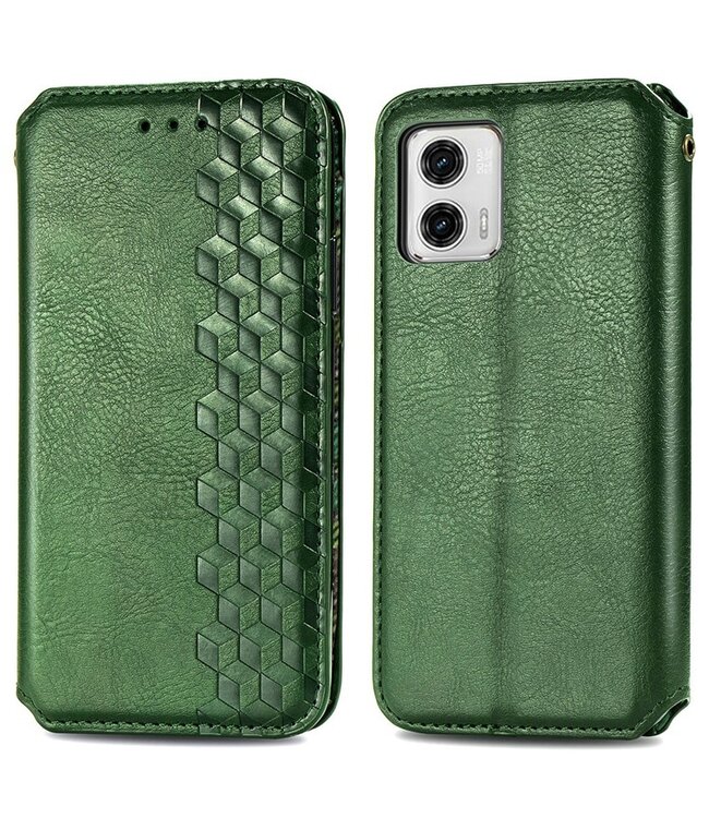 SoFetch Groen Ruiten Bookcase Hoesje voor de Motorola G73