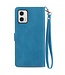 SoFetch Blauw Kant Bloem Wallet Hoesje voor de Motorola G73