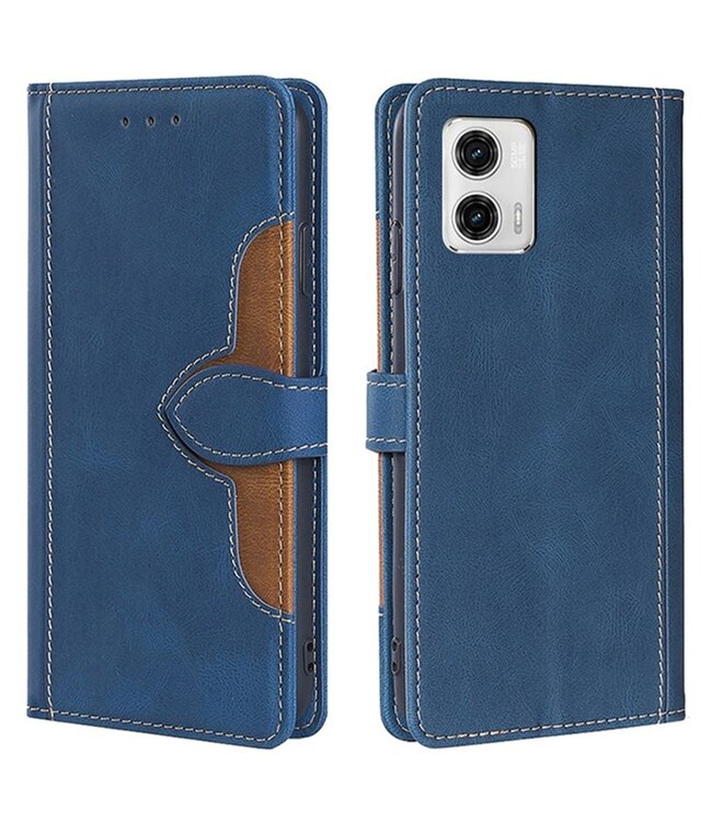 SoFetch Blauw Zacht Bookcase Hoesje voor de Motorola G73