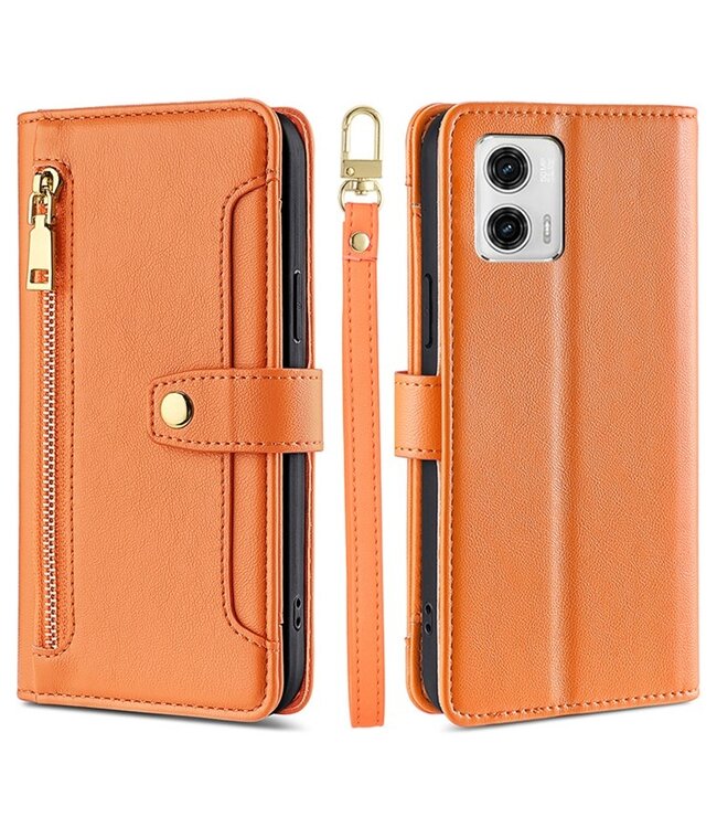 SoFetch Oranje Portemonnee Bookcase Hoesje voor de Motorola G73