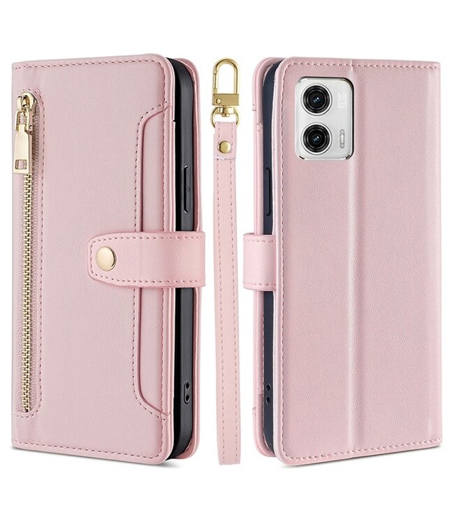 SoFetch Roze Portemonnee Bookcase Hoesje voor de Motorola G73