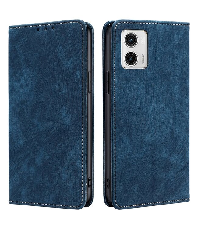 SoFetch Blauw RFID Elegant Bookcase Hoesje voor de Motorola G73