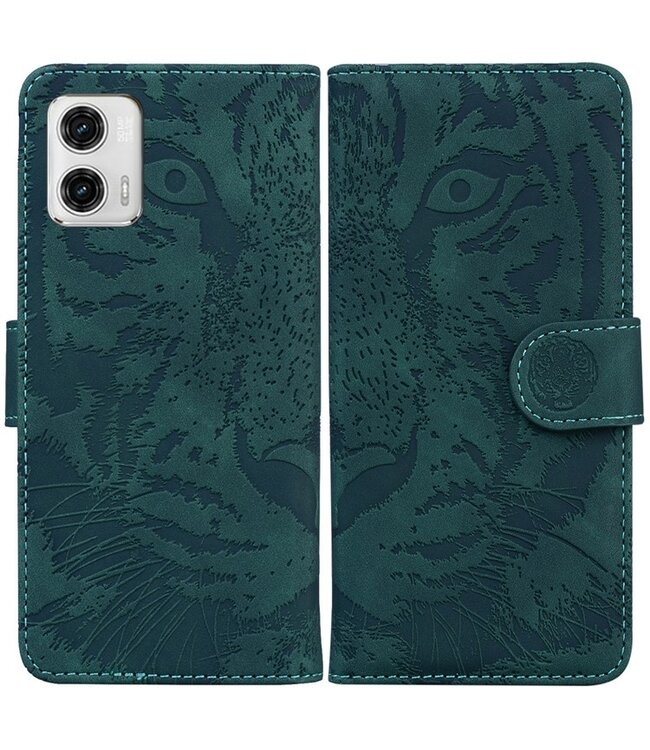 SoFetch Groen Tijger Bookcase Hoesje voor de Motorola G73