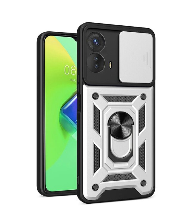 SoFetch Zilver Lensbescherming Houder Hybride Hoesje voor de Motorola G73