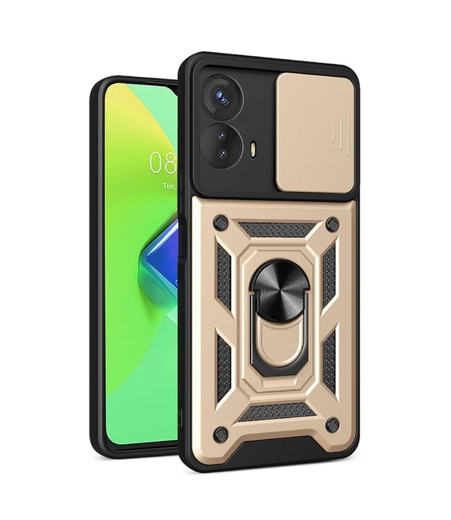 SoFetch Goud Lensbescherming Houder Hybride Hoesje voor de Motorola G73